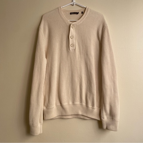 Vince Other - Vince men heavy knit cream buttons crewneck sweater XL